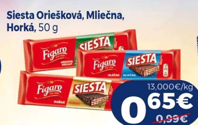 Siesta Oriešková, Mliečna, Horká, 50 g