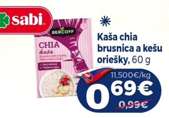 Kaša chia brusnica a kešu oriešky, 60 g
