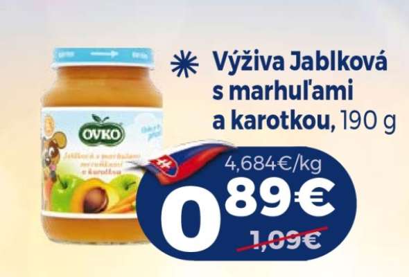Výživa Jablková s marhuľami a karotkou, 190 g
