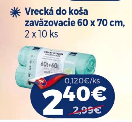 Vrecká do koša zaväzovacie 60 x 70 cm, 2 x 10 ks