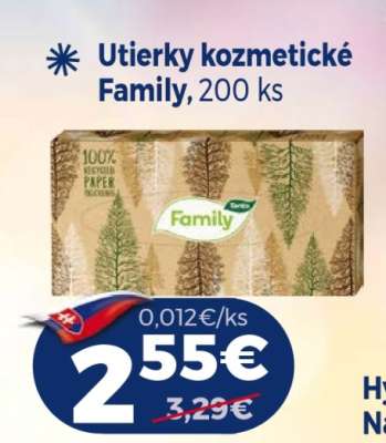 Utierky kozmetické family, 200 ks