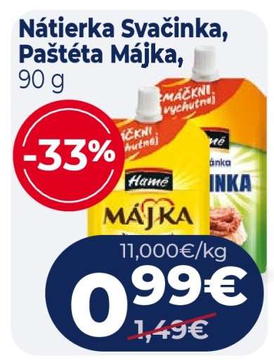 Nátierka Svačinka, Paštéta Májka, 90 g