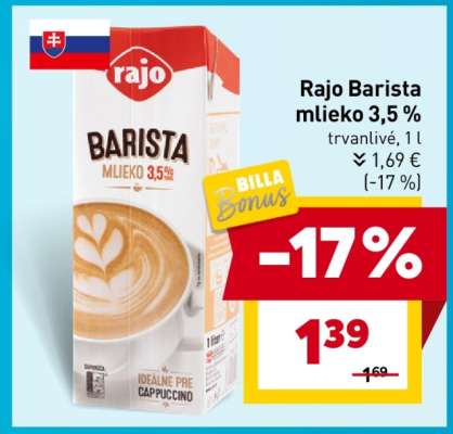 Rajo Barista mlieko 3,5 %
