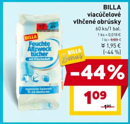 BILLA viacúčelové vlhčené obrúsky