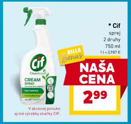 Cif sprej 2 druhy 750 ml