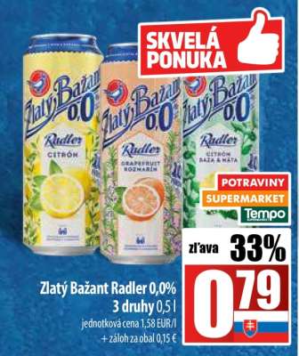 ZLATÝ BAŽANT RADLER 0,0%
