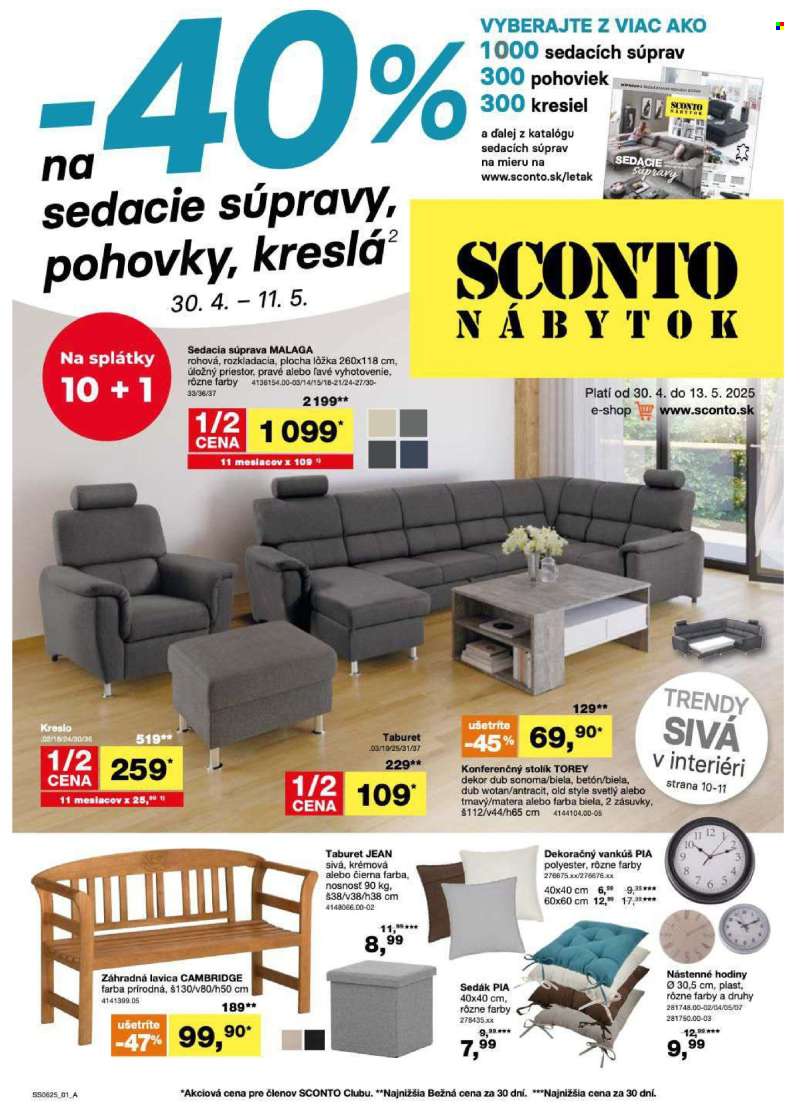 Leták Sconto nábytok - 30.4.2025 - 11.5.2025.
