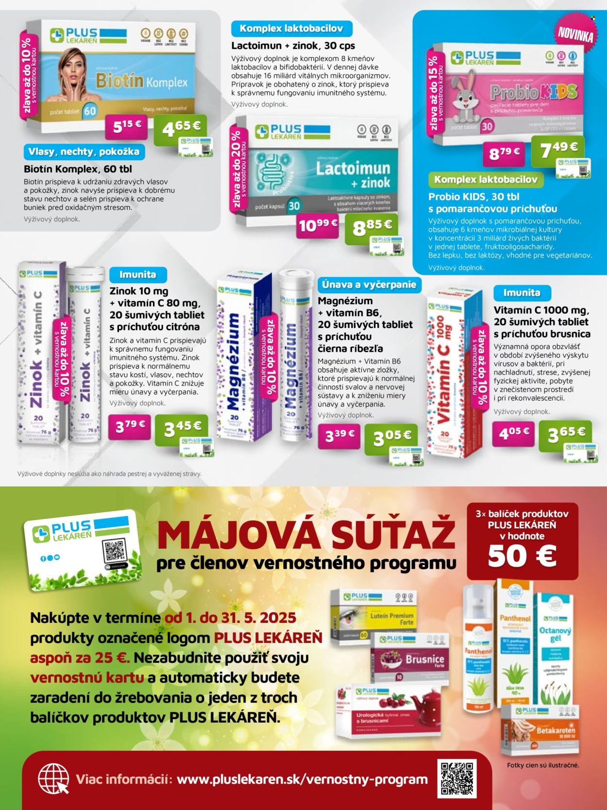 Leták Plus lekáreň - 1.5.2025 - 31.5.2025. Strana 1