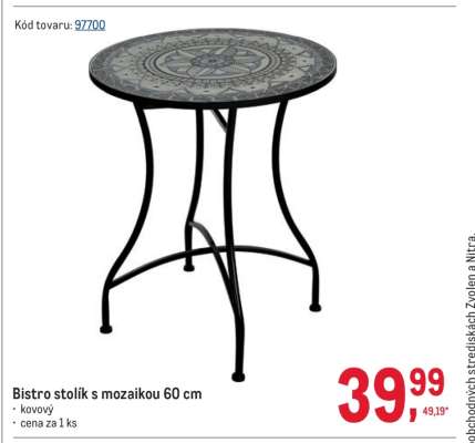 Bistro stolík s mozaikou 60 cm