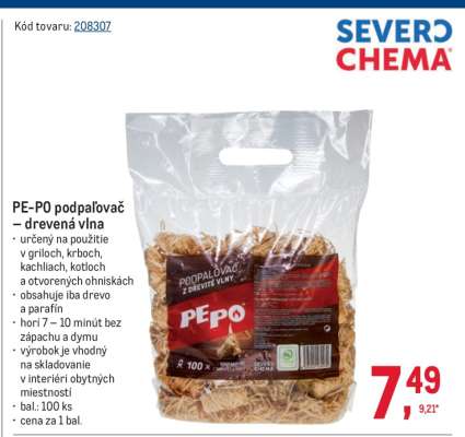 PE-PO podpaľovač – drevená vlna