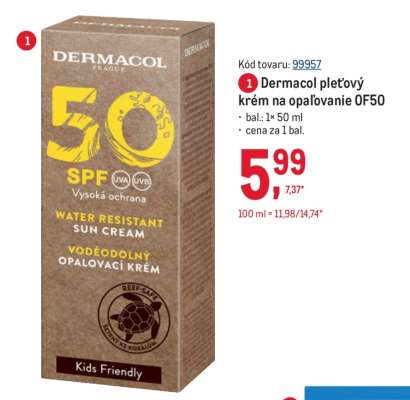 Dermacol pleťový krém na opaľovanie OF50