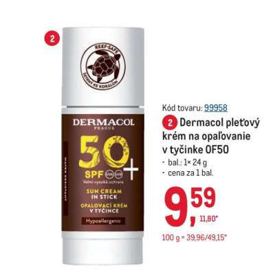 Dermacol pleťový krém na opaľovanie v tyčinke OF50