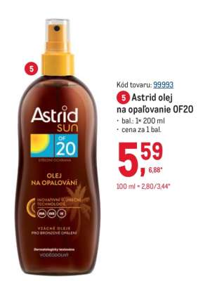 Astrid olej na opaľovanie OF20