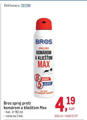 Bros sprej proti komárom a kliešťom max