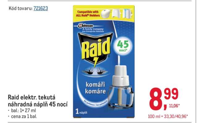 Raid elektr. tekutá náhradná náplň 45 nocí