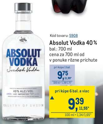 Absolut Vodka 40 %