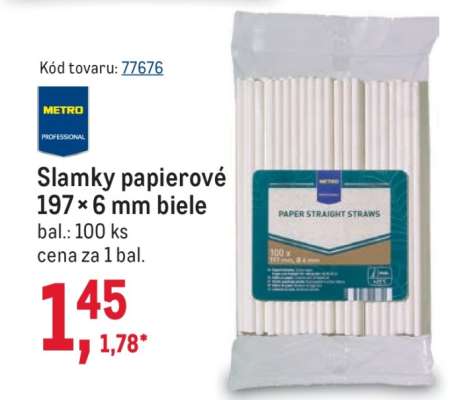 Slamky papierové 197 × 6 mm biele