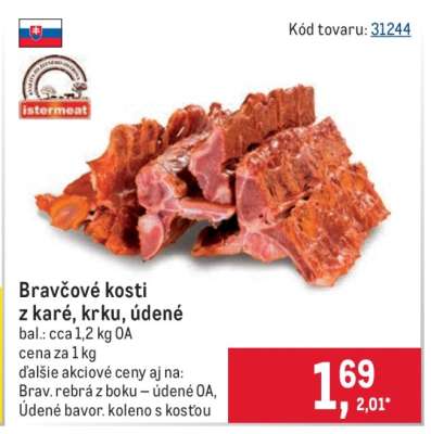 Bravčové kosti z karé, krku, údené