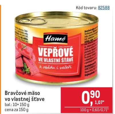 Bravčové mäso vo vlastnej šťave