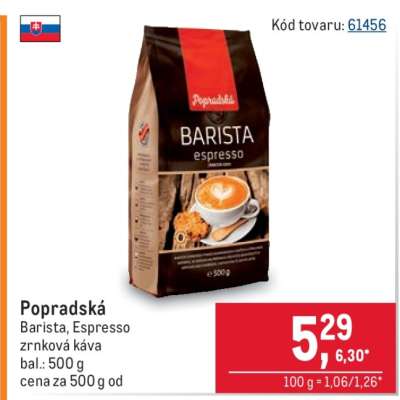Popradská Barista espresso zrnková káva