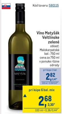 Víno Matyšák Veltlínske zelené