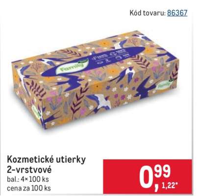 Kozmetické utierky 2-vrstvové