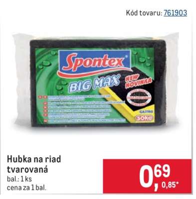 Hubka na riad tvarovaná