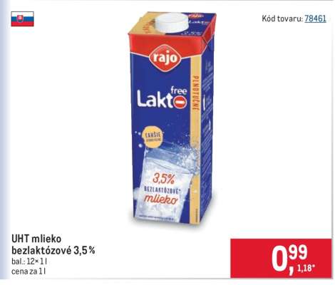 UHT mlieko bezlaktózové 3,5%
