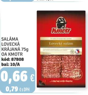 SALÁMA LOVECKÁ KRÁJANÁ 75g OA KMOTR