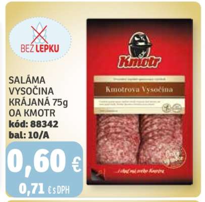 SALÁMA VYSOČINA KRÁJANÁ 75g OA KMOTR