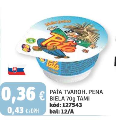 PAŤA TVAROH. PENA BIELA 70g TAMI