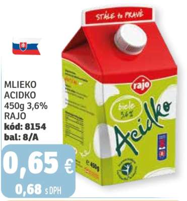 MLIEKO ACIDKO 450g 3,6% RAJO