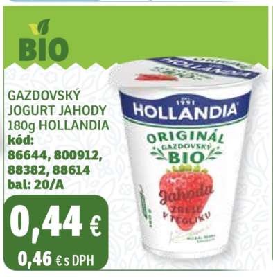 Gazdovský jogurt jahody 180g Hollandia