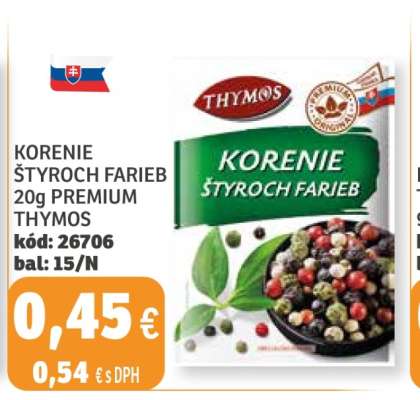 Korenie Štyroch Farieb 20g Premium Thymos