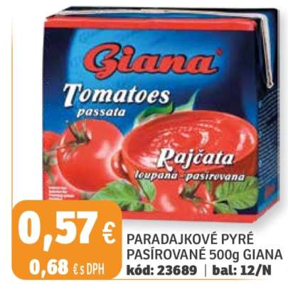 PARADAJKOVÉ PYRÉ PASÍROVANÉ 500g GIANA