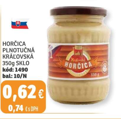 HORČICA PLNOTUČNÁ KRÁĽOVSKÁ 350g SKLO