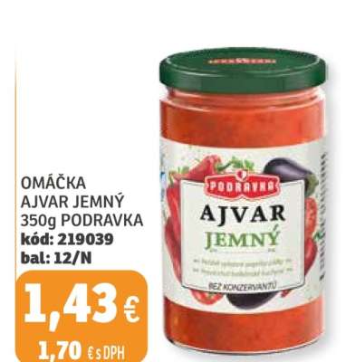 Omáčka Ajvar Jemný 350g Podravka