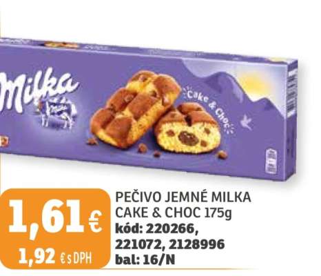 PEČIVO JEMNÉ MILKA CAKE & CHOC 175g