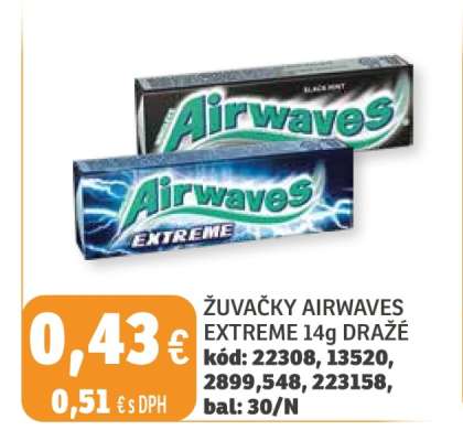 Žuvačky Airwaves Extreme 14g dražé