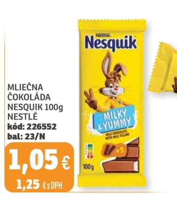 MLIEČNA ČOKOLÁDA NESQUIK 100g NESTLÉ