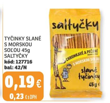 TYČINKY SLANÉ S MORSKOU SOĽOU 45g SALTYČKY