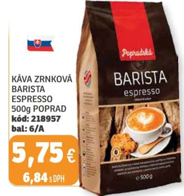 KÁVA ZRNKOVÁ BARISTA ESPRESSO 500g POPRAD