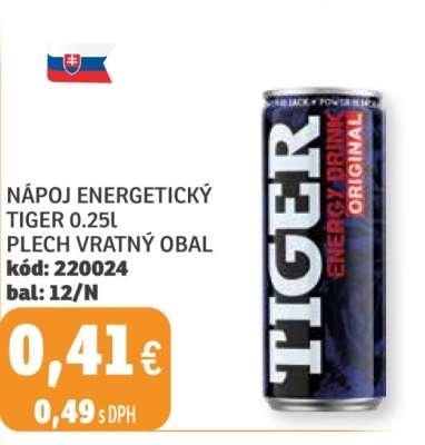NÁPOJ ENERGETICKÝ TIGER 0.25L
