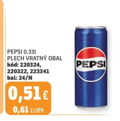 PEPSI 0.33L PLECH VRATNÝ OBAL