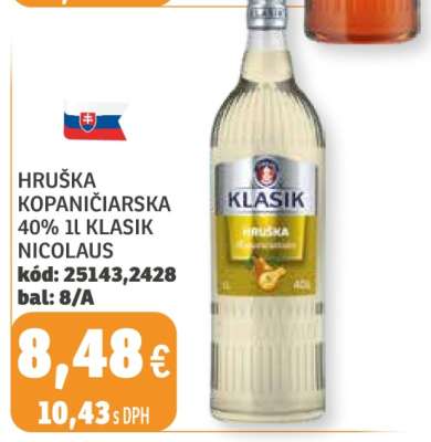 Hruška Kopaničiarska 40% 1L Klasik Nicolaus