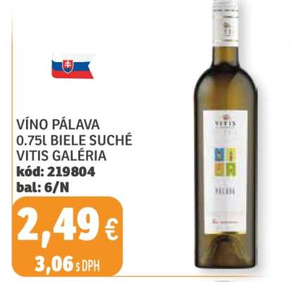 VÍNO PÁLAVA 0.75L BIELE SUCHÉ VITIS GALÉRIA