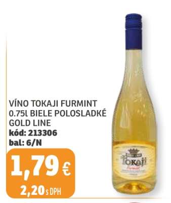 VÍNO TOKAJI FURMINT 0.75l BIELE POLOSLADKÉ GOLD LINE