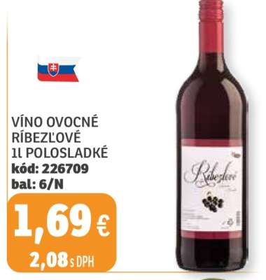 VÍNO OVOCNÉ RÍBEZLOVÉ 1L POLOSLADKÉ