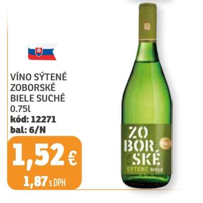 VÍNO SYTENÉ ZOBORSKÉ BIELE SUCHÉ