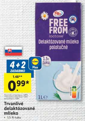 Trvanlivé delaktózované mlieko